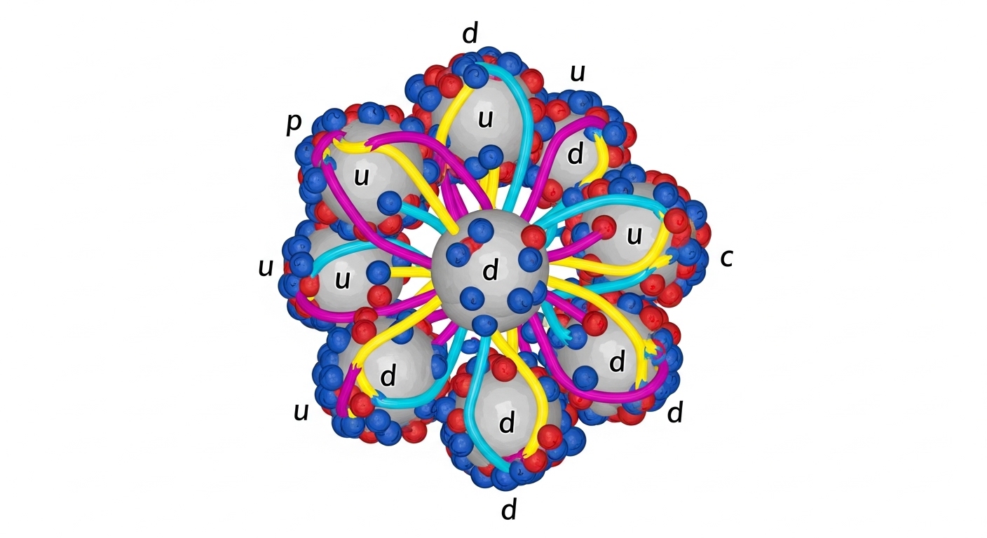 Diagram of quarks and gluons inside atomic nucleus