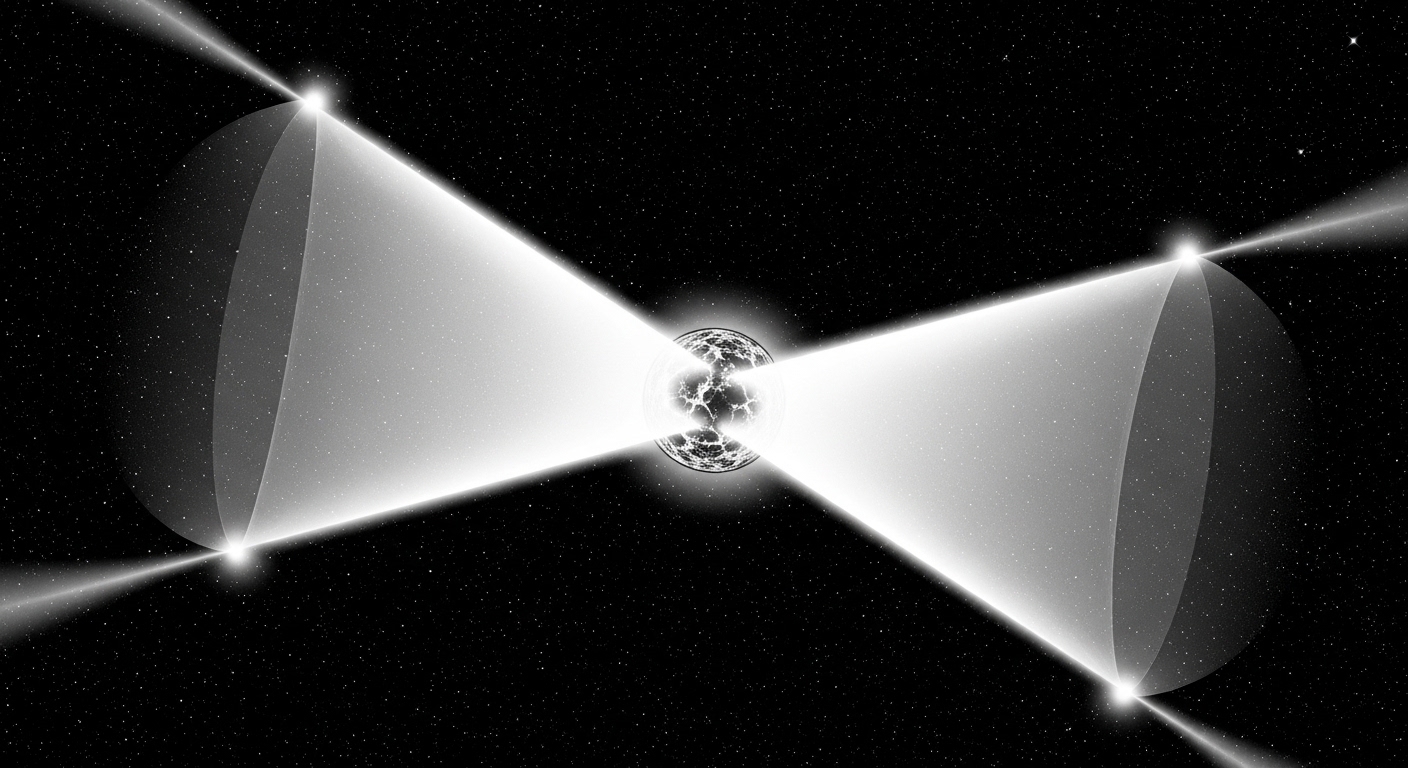 Diagramm eines Pulsars mit Strahlungskegeln