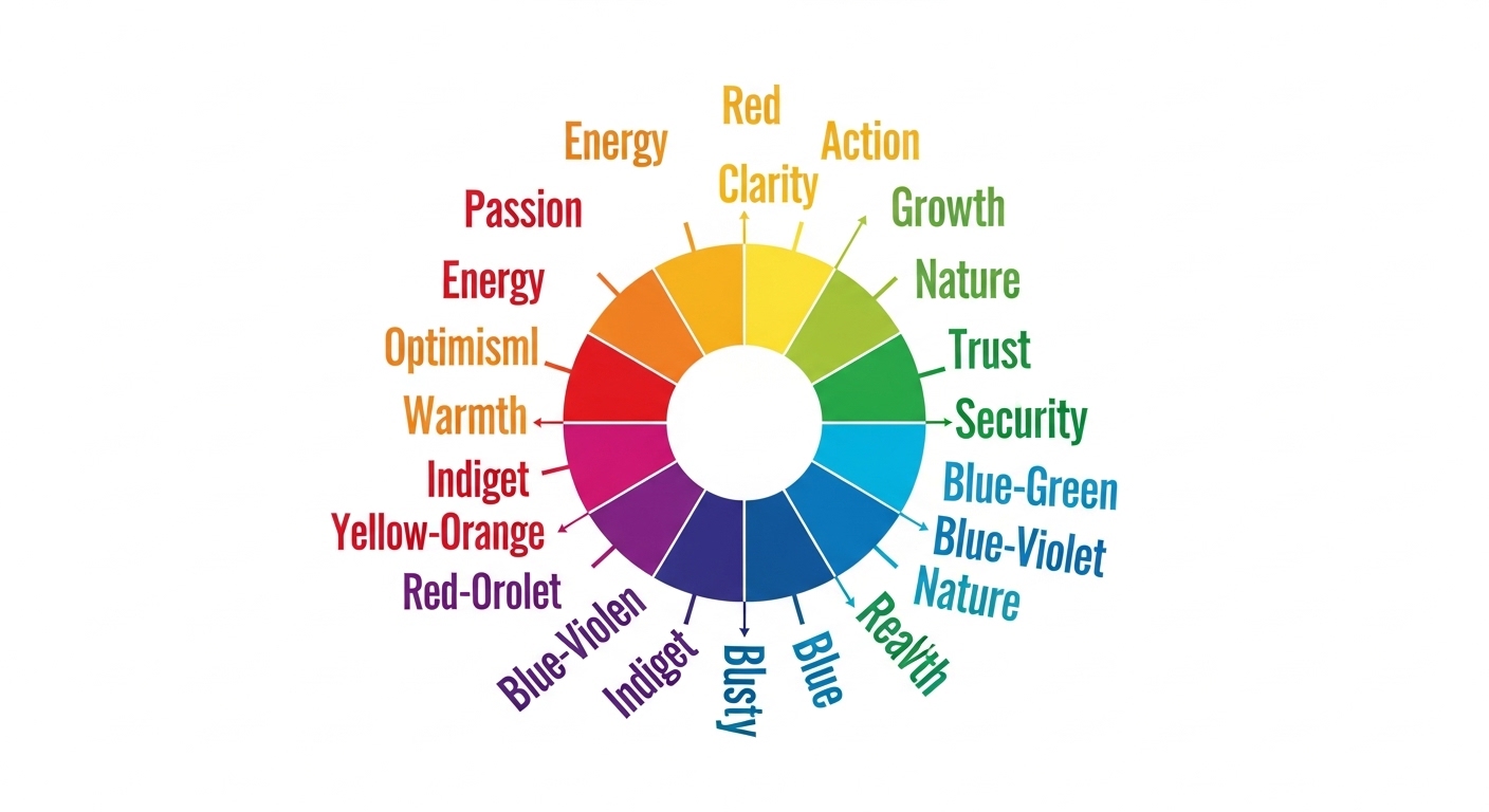 Color wheel diagram showing brand psychology associations