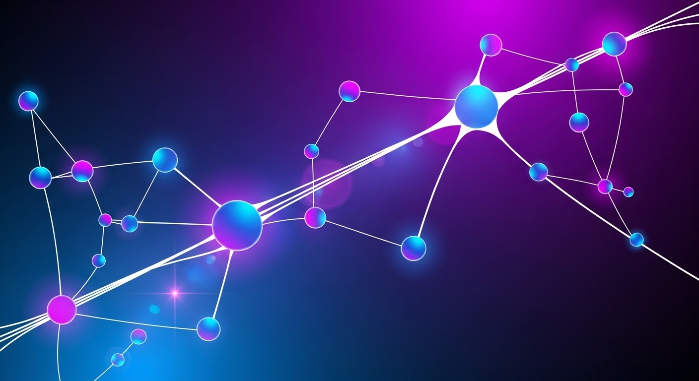 Visualização abstrata de rede neural com nós conectados