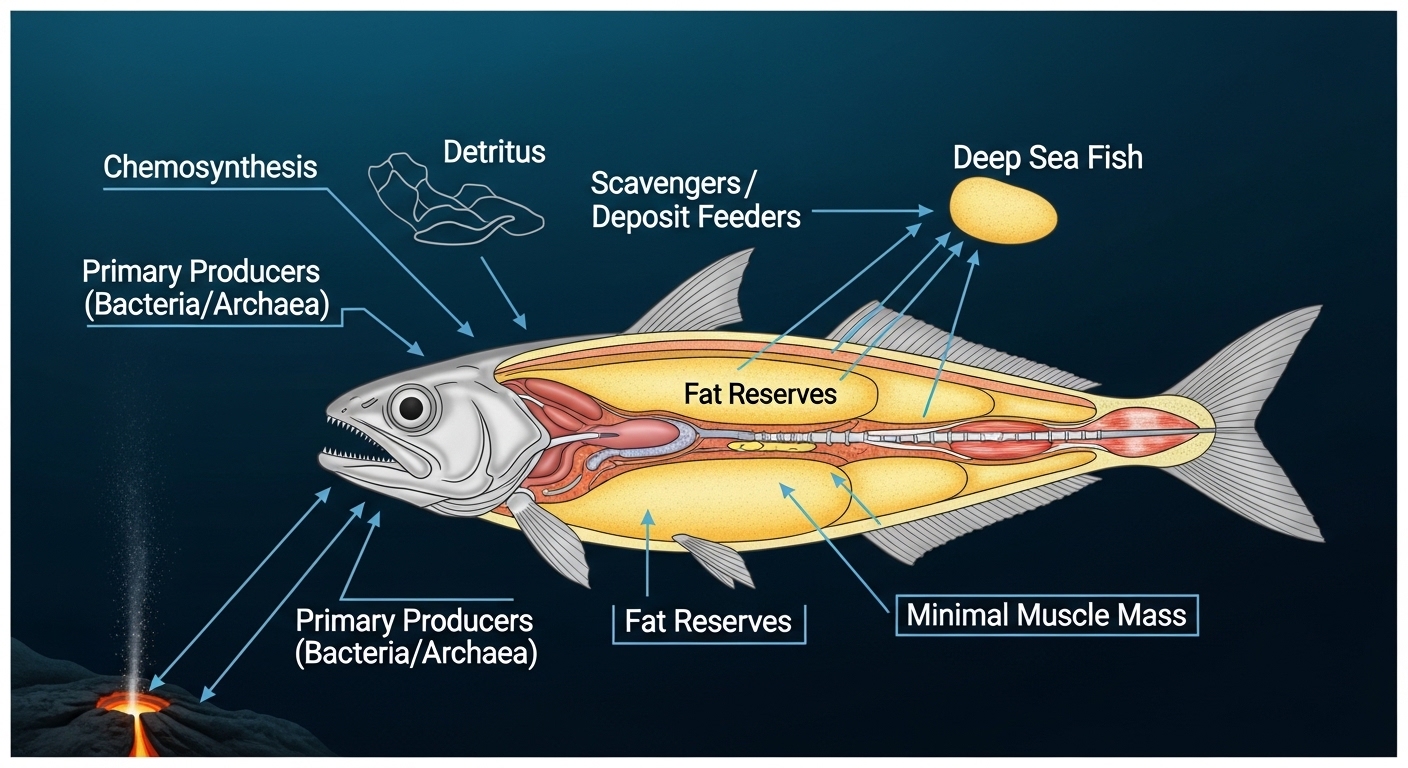 Diagram of deep sea fish energy storage anatomy