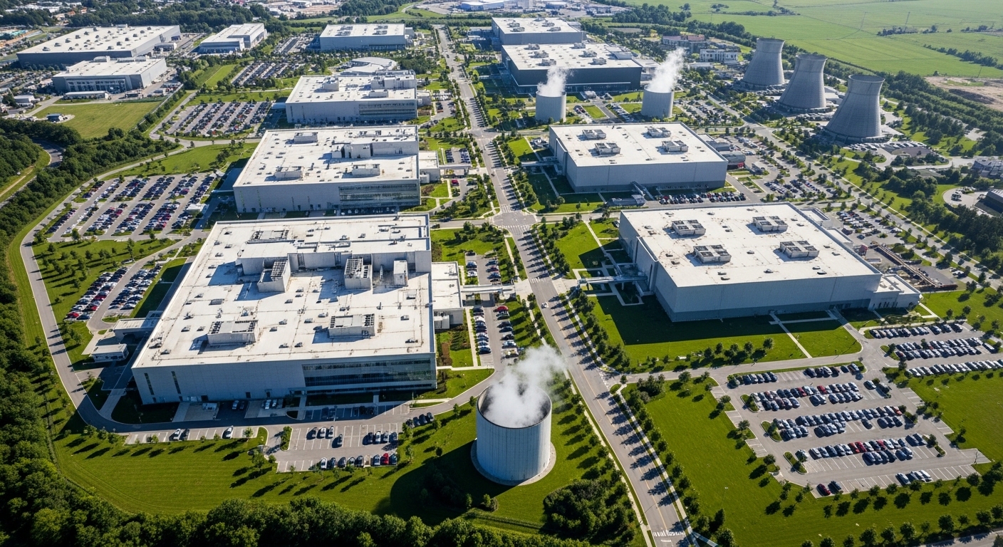 Luftaufnahme eines Rechenzentrum-Campus