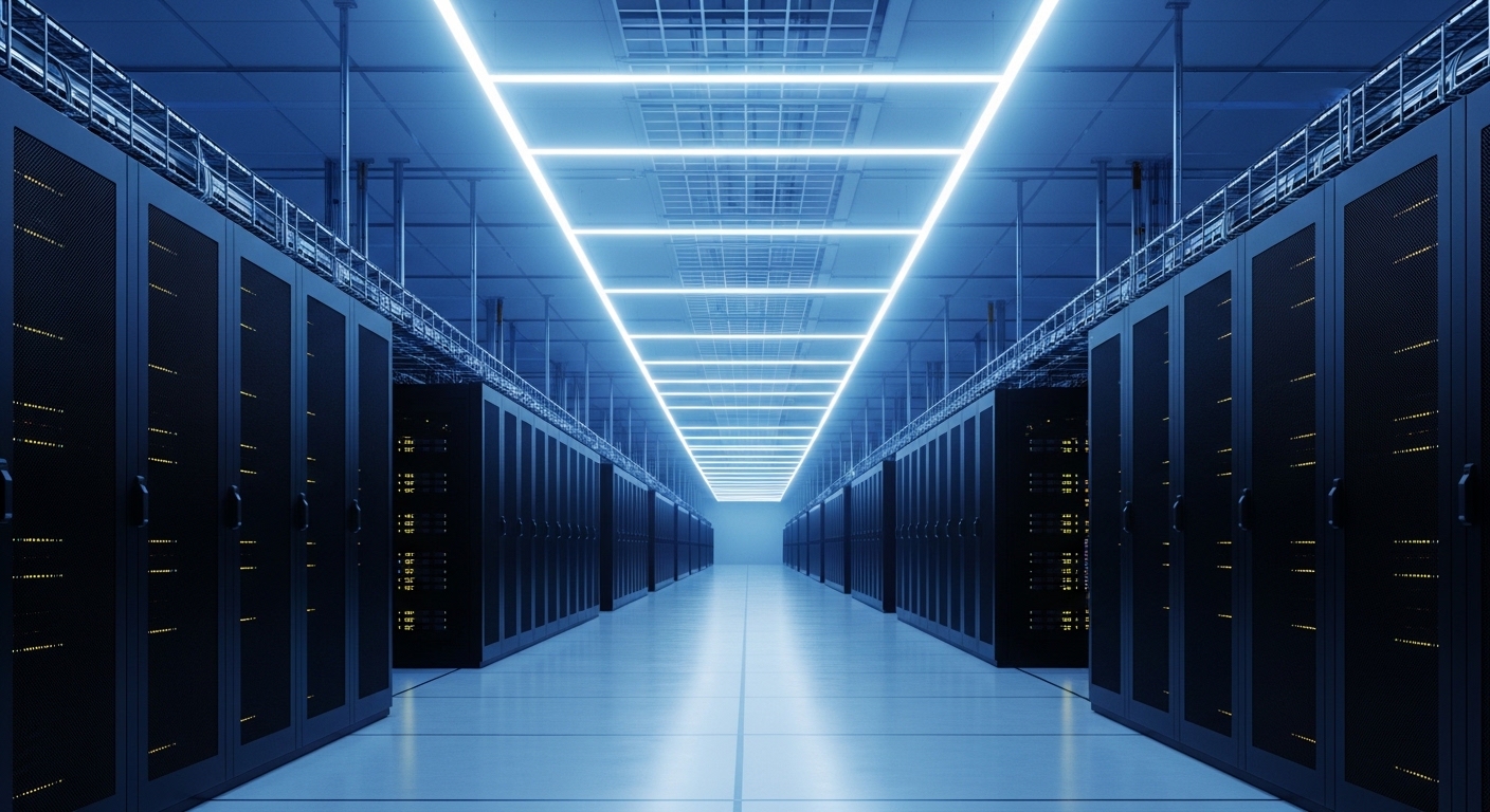 Reihen von Server-Racks in einem modernen Rechenzentrum