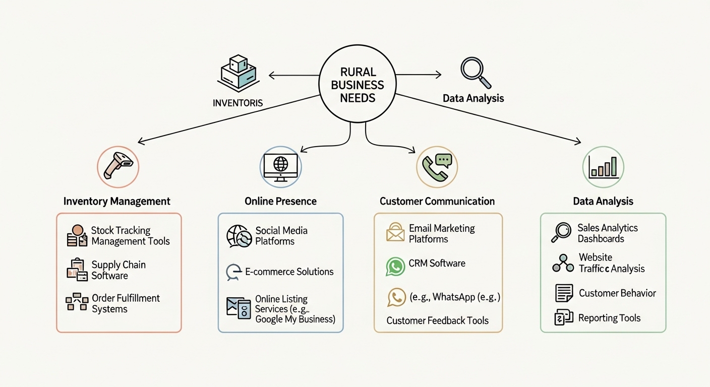 Diagrama de herramientas digitales para comercio rural