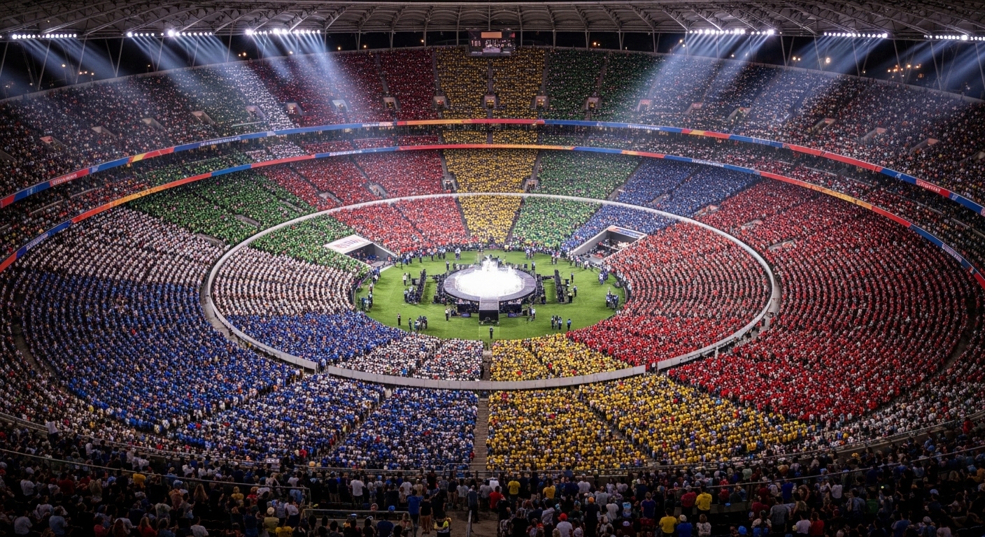 Stadionwelle synchrone Bewegung Menschenmenge