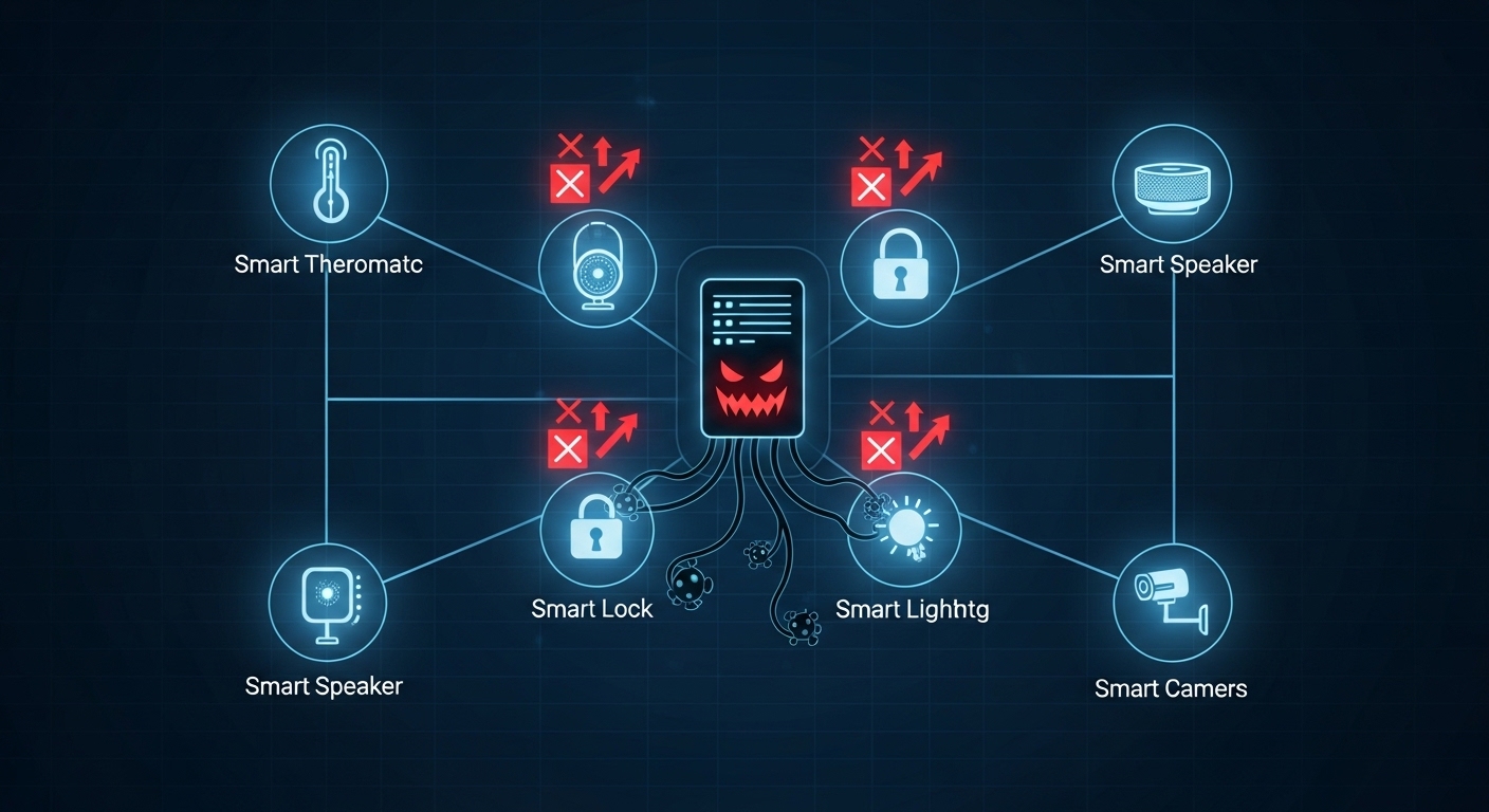 Visualisasi botnet yang menggunakan perangkat rumah pintar