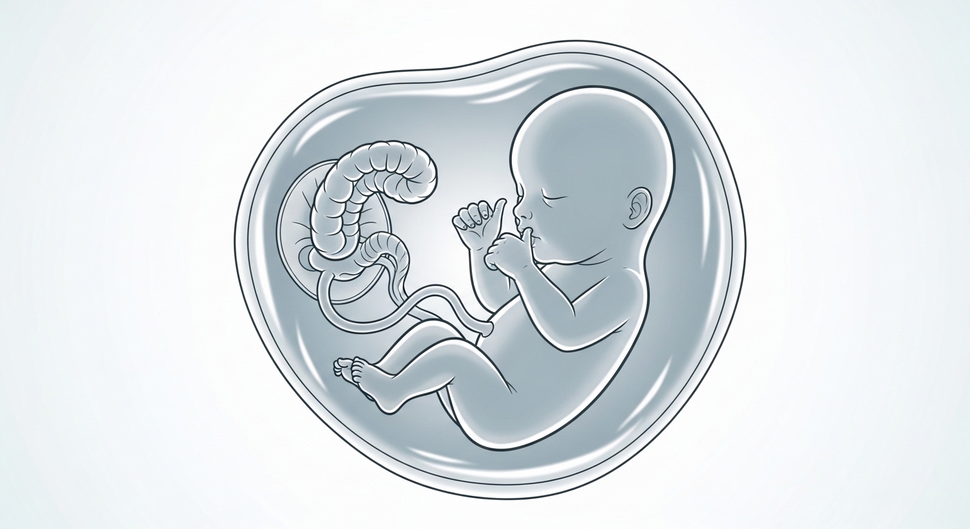 Fetus in womb sucking thumb