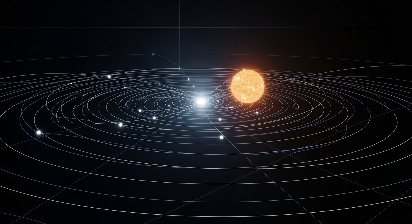 Visualisasi barisenter tata surya sebagai titik pusat massa