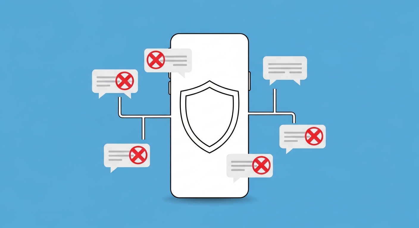 Diagram showing spam messages blocked by phone shield