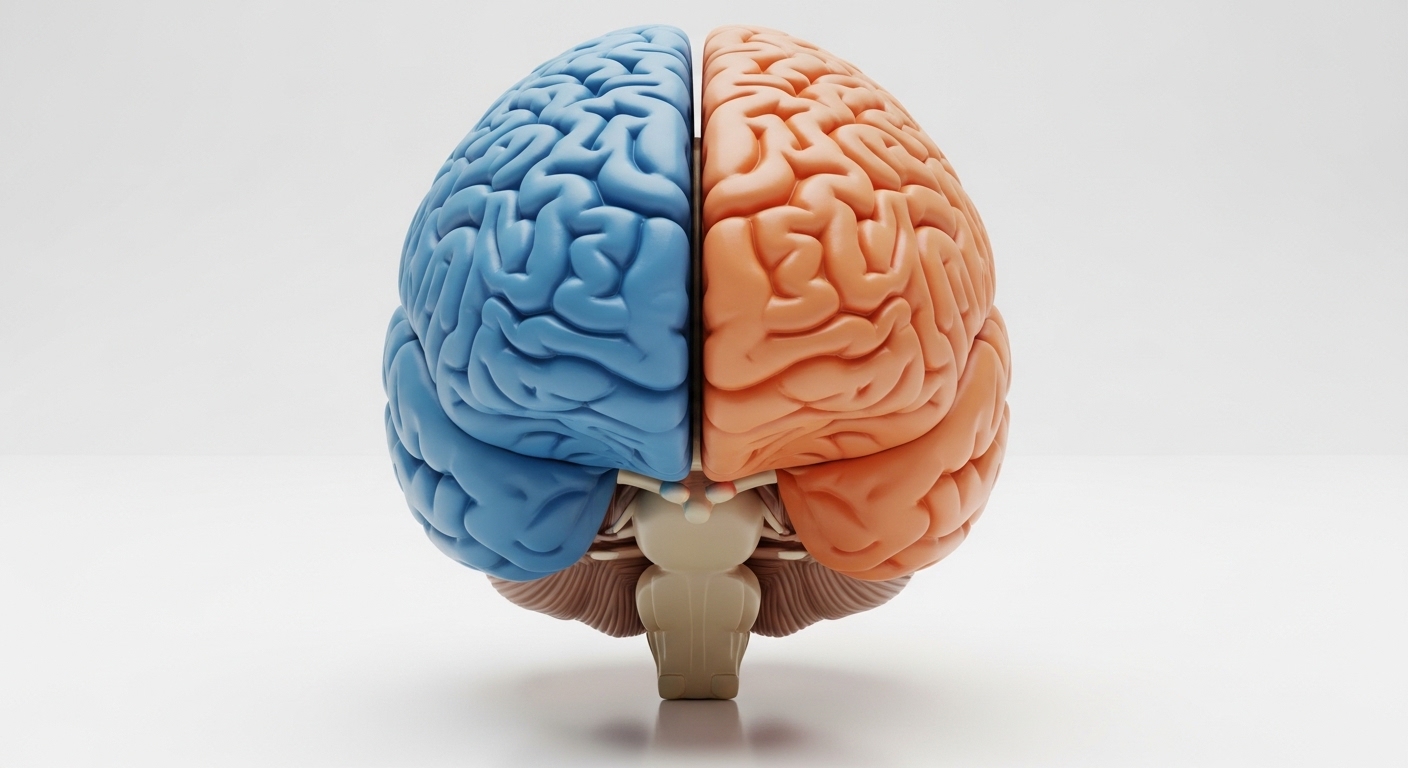 Brain model showing left and right hemispheres