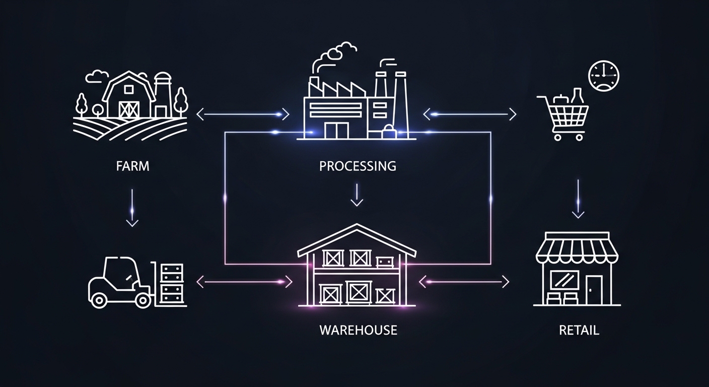 Schéma de chaîne alimentaire connectée par IA