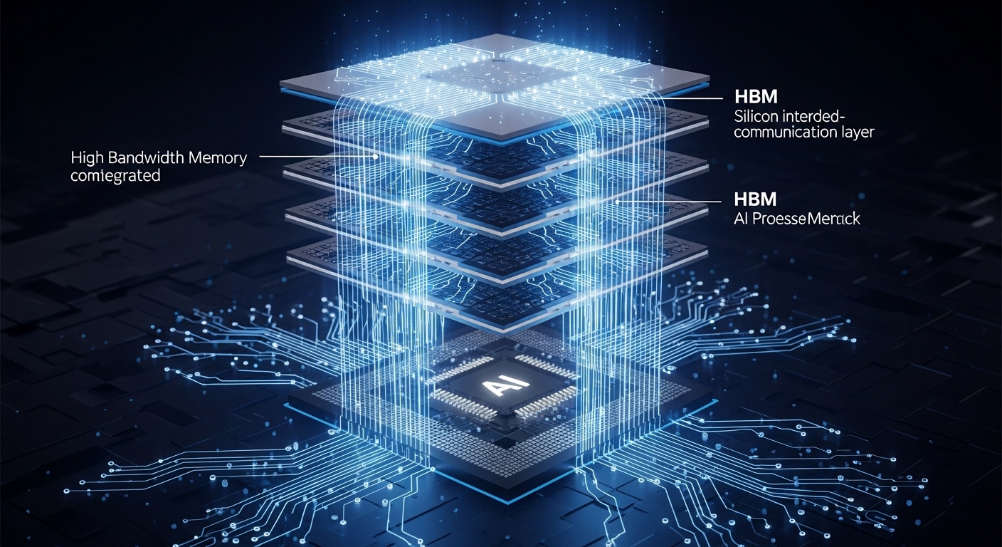HBM 메모리와 AI 프로세서 연결 구조 다이어그램