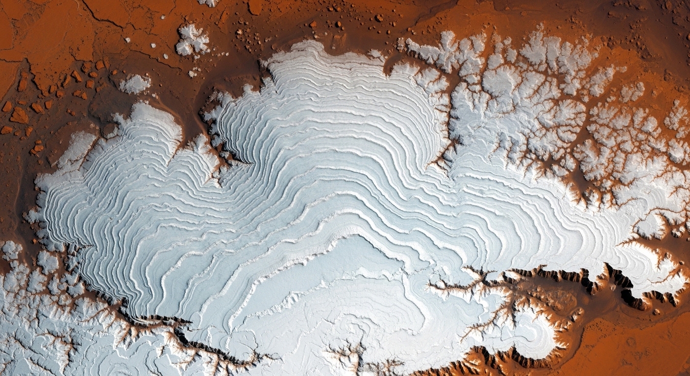 Martian polar ice cap close-up detail