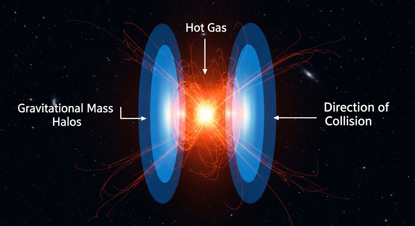 Kollision zweier Galaxienhaufen mit versetzter Masseverteilung