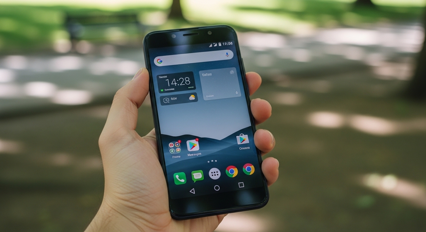 シンプルなホーム画面のAndroidスマホ
