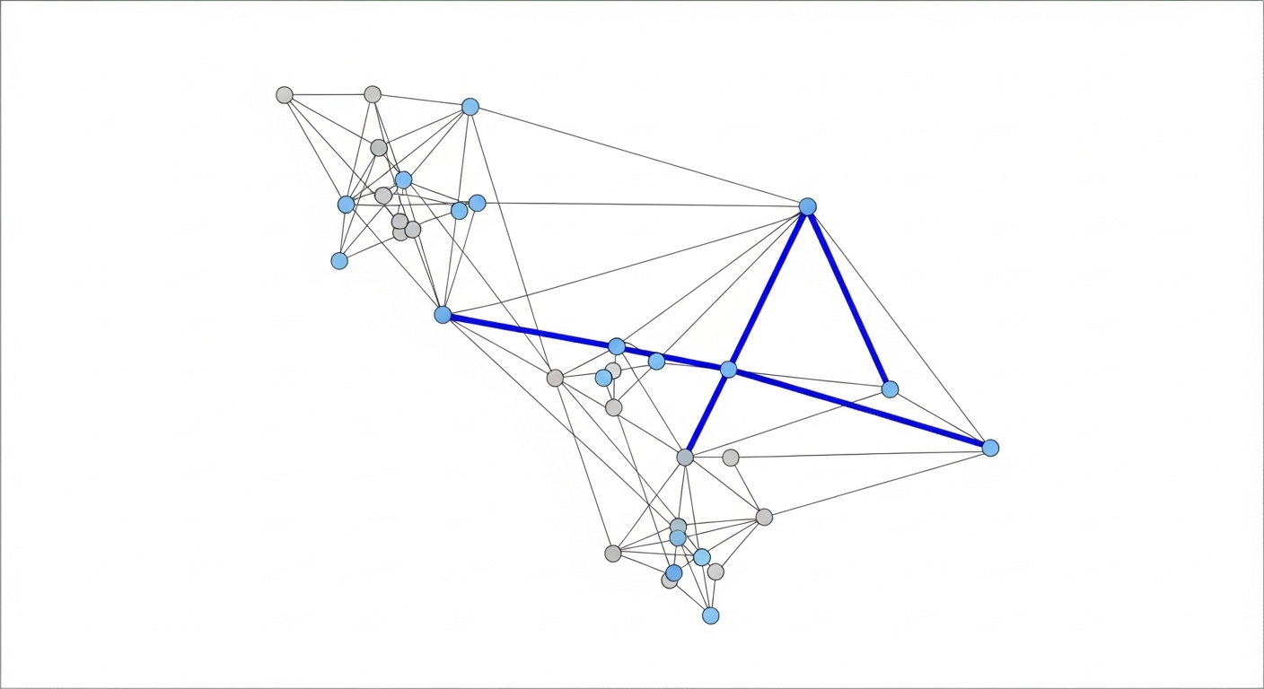 Graph network diagram showing optimal pathfinding algorithm