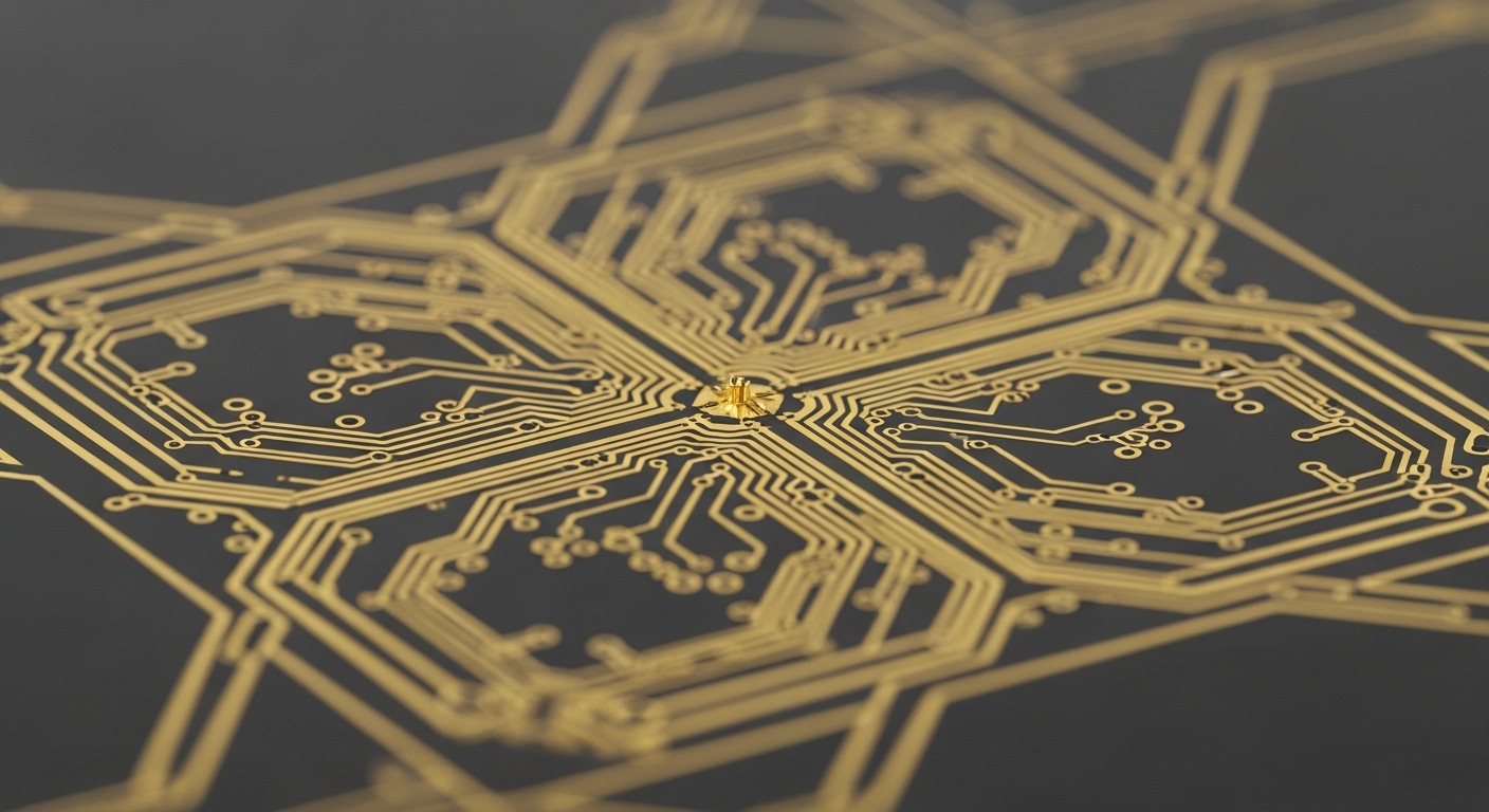 Puce qubit supraconducteur en gros plan