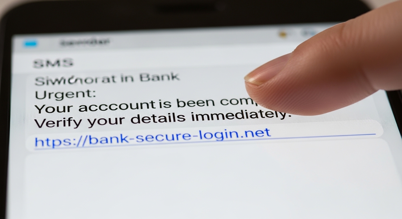 Verdächtige SMS mit Phishing-Link auf Smartphone