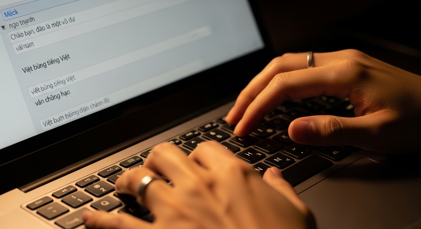 Tay gõ prompt vào giao diện AI