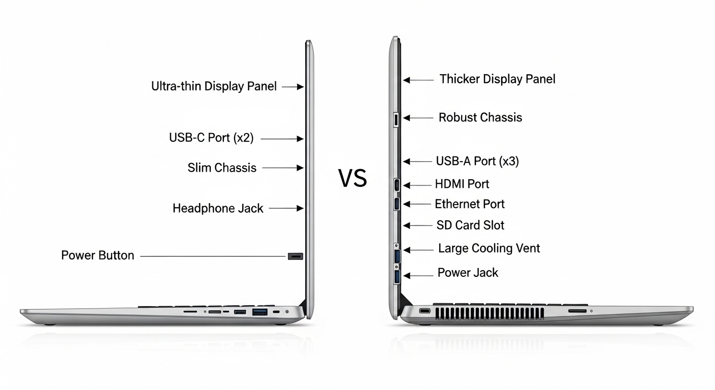Perbandingan diagram dua profil laptop programmer