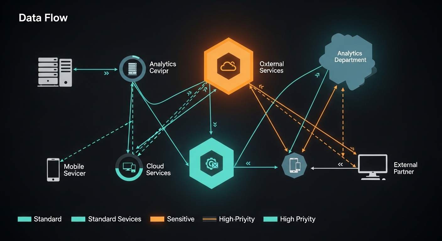 Diagramme de flux de données entre appareils et serveurs