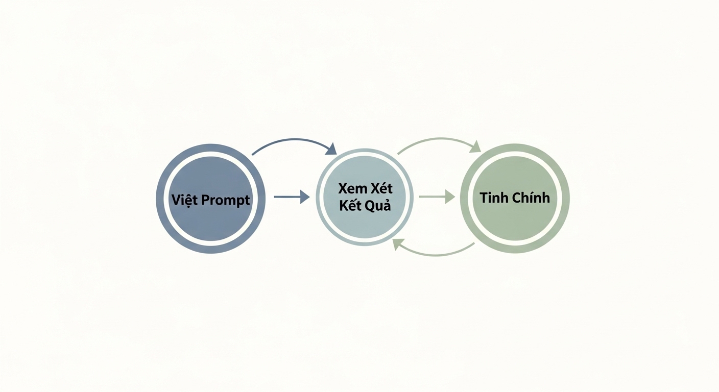 Sơ đồ quy trình làm việc với AI ba bước