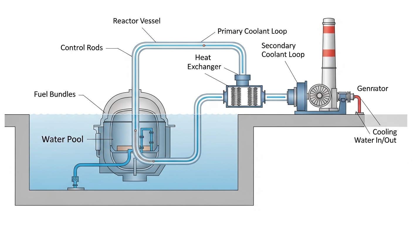 Technischer Querschnitt eines kleinen modularen Reaktors