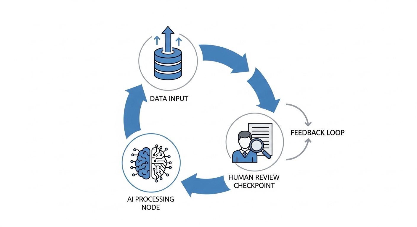 Diagram of human-AI decision feedback loop process