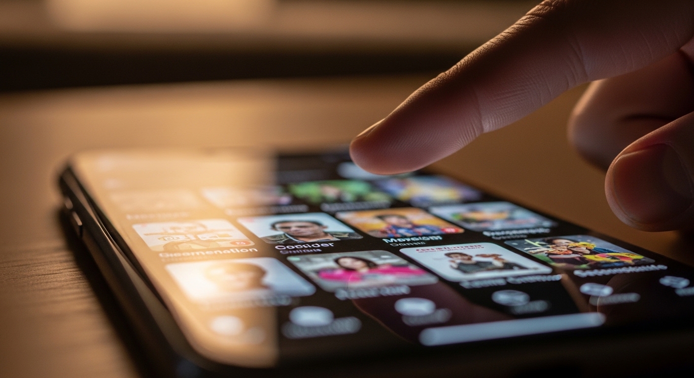 Close-up of smartphone recommendation feed
