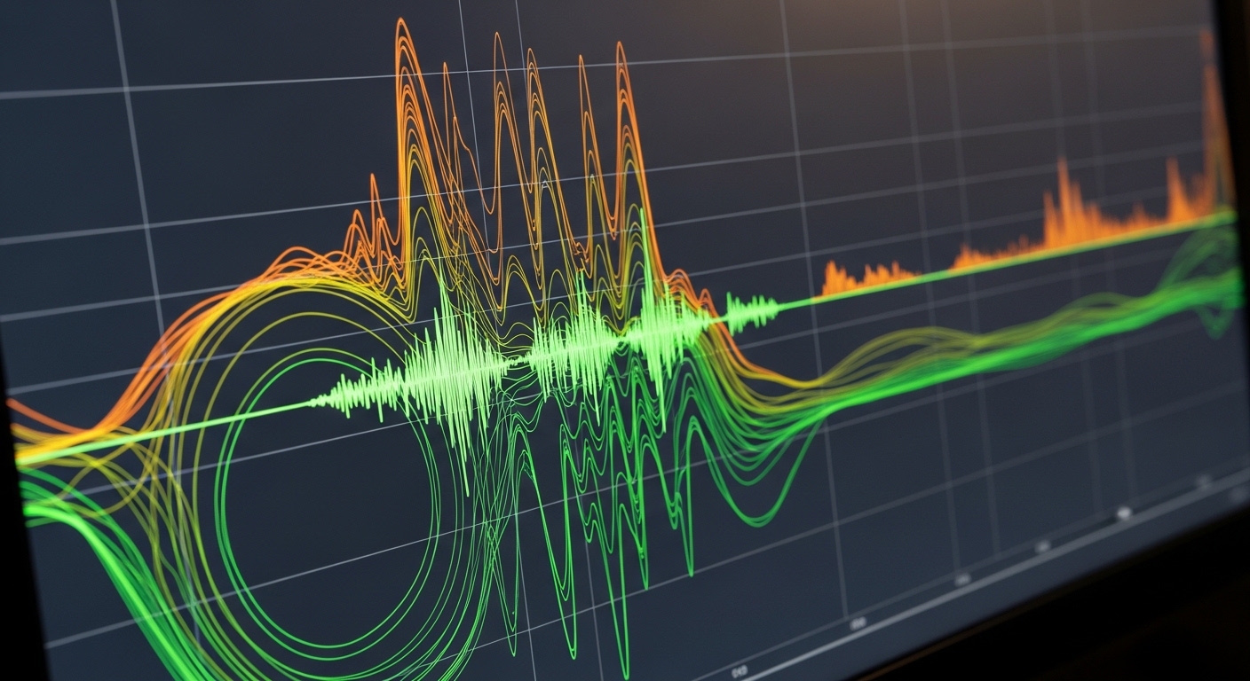 Detailed audio spectrogram showing voice frequency patterns