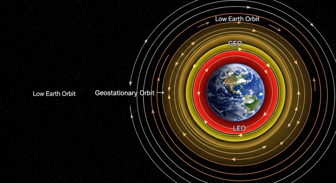 Orbital debris density zones diagram around Earth