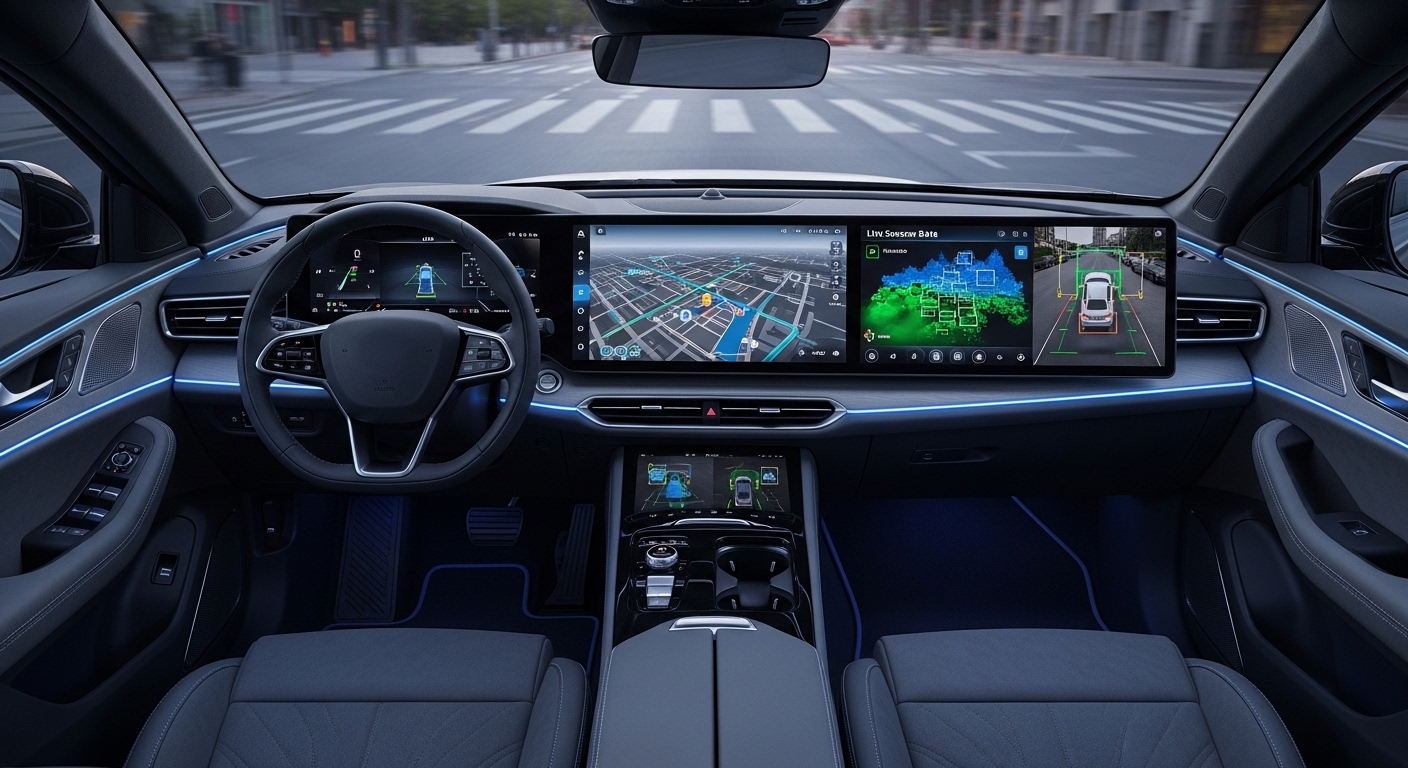 Autonomous vehicle cockpit with real-time sensor displays