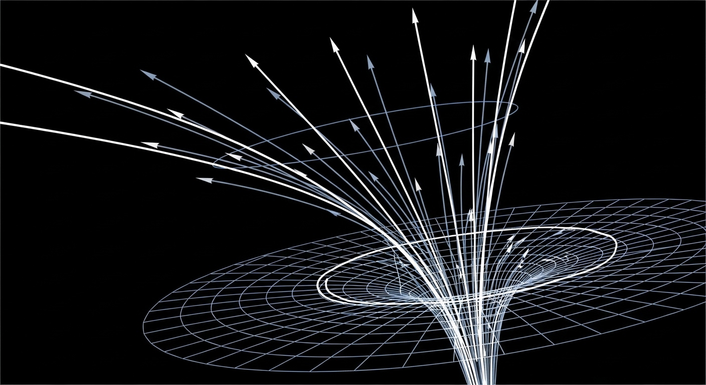 Diagramme des cônes de lumière près d'un trou noir