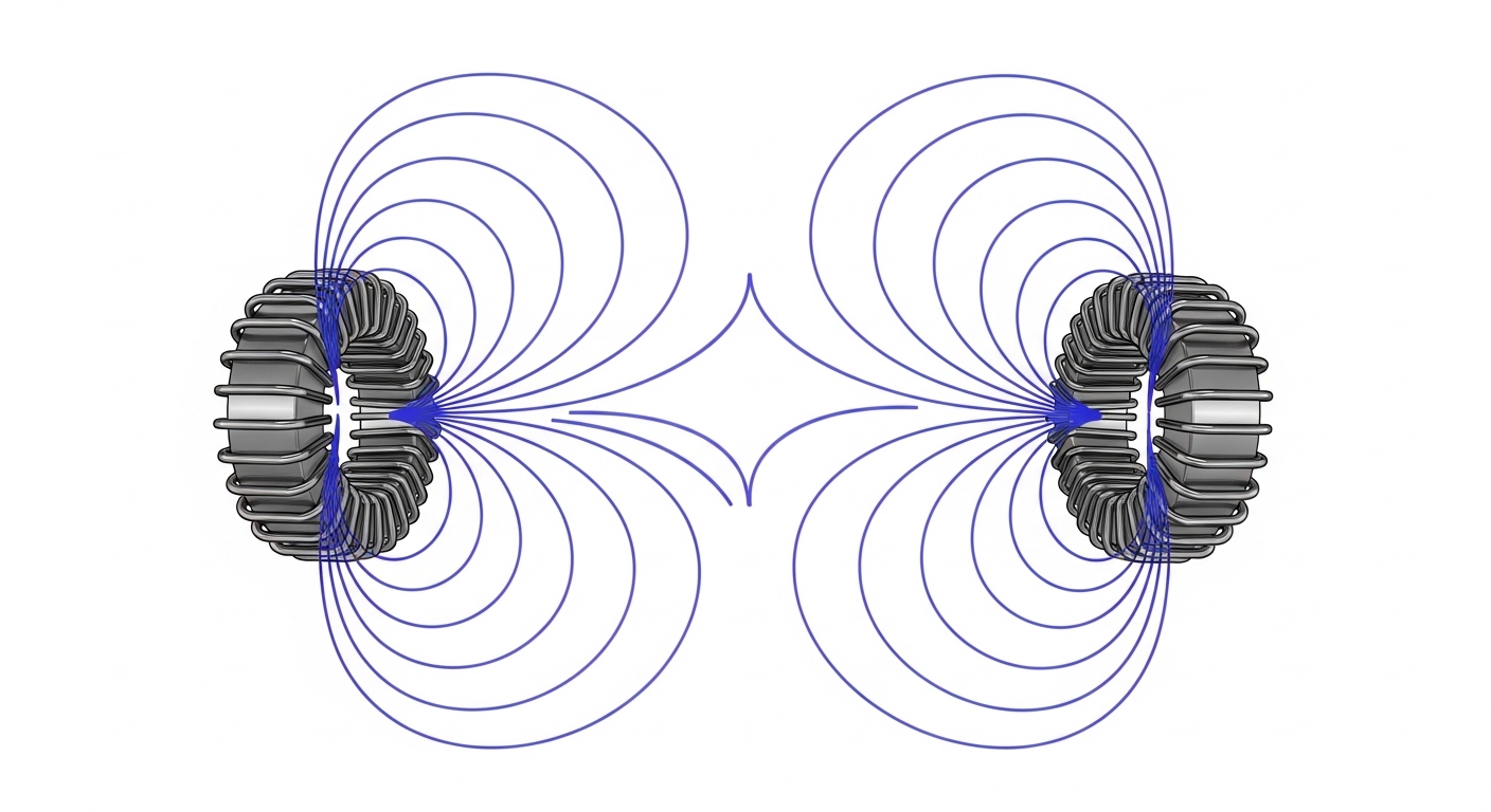 Electromagnetic induction coils diagram visualization