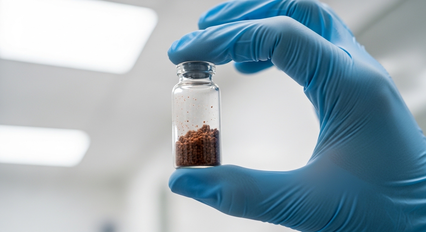 Scientist examining a soil sample for biosignature analysis