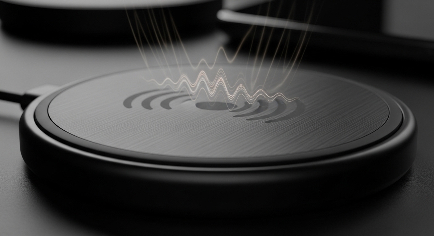 Close-up of wireless charging pad with heat effect