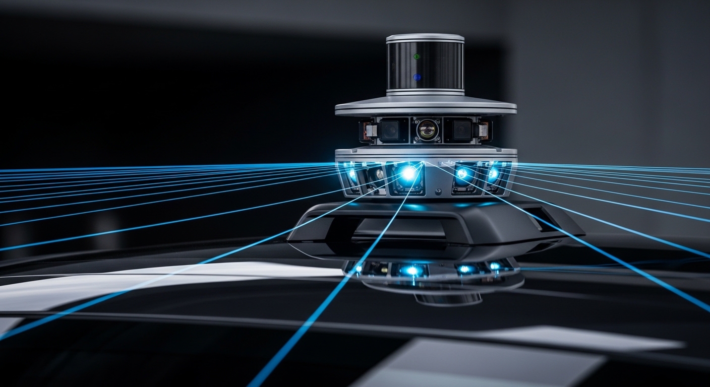 LiDAR sensor scanning environment on autonomous vehicle
