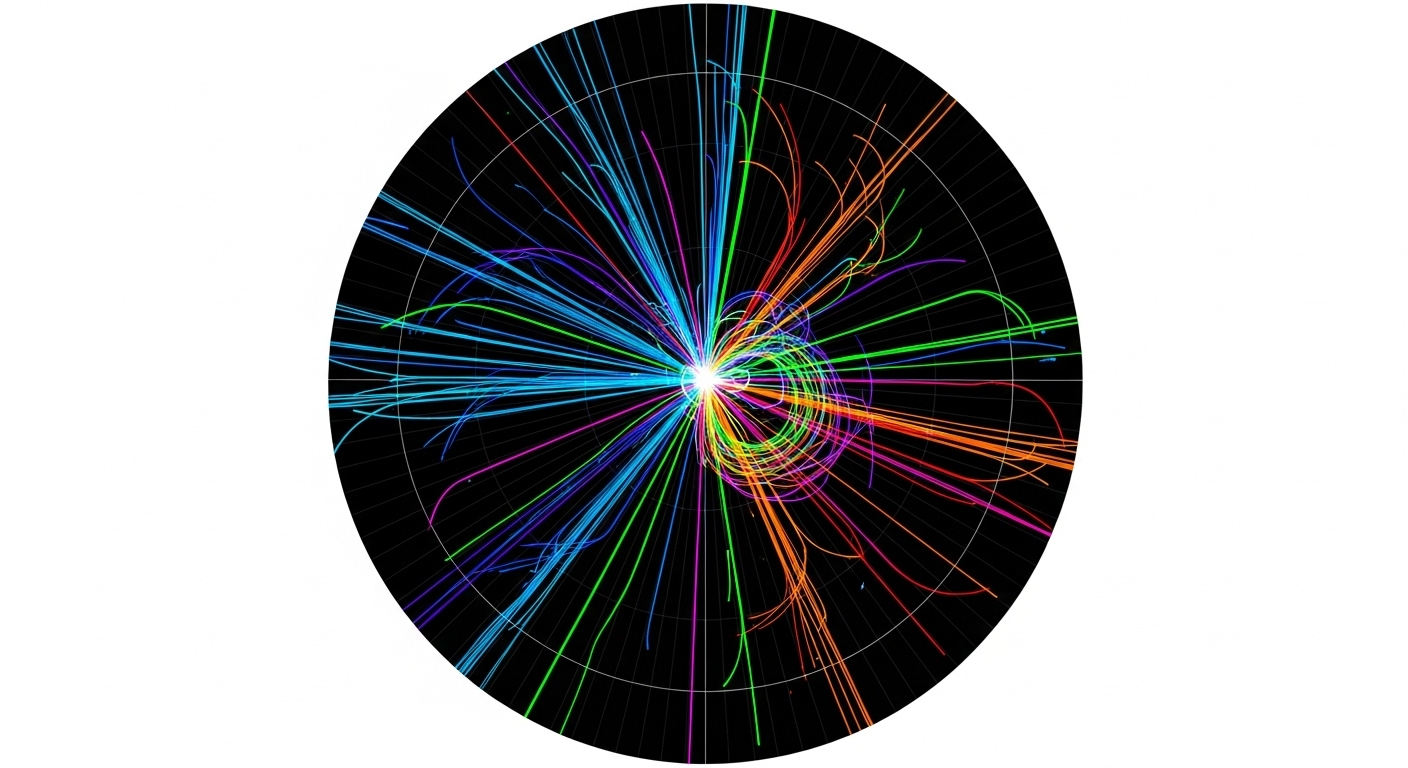 Visualização de rastros de colisão de partículas