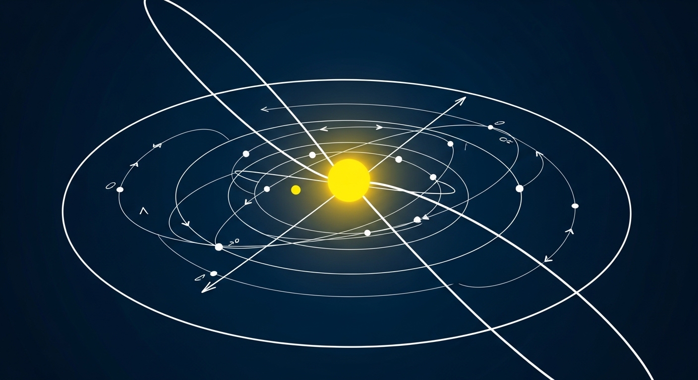 Diagramme comparant orbites elliptiques et hyperbolique interstellaire