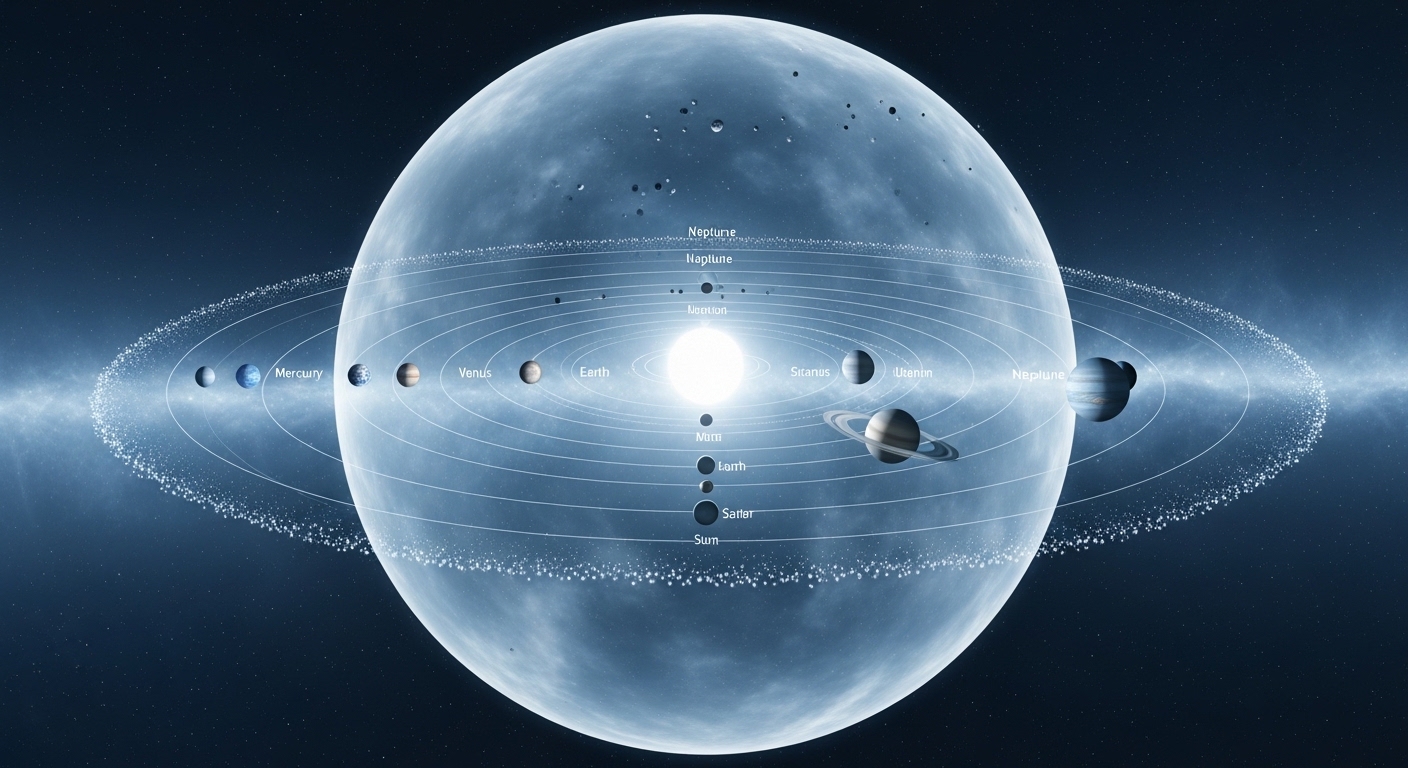 Visualisasi Sabuk Kuiper dan Awan Oort di tata surya