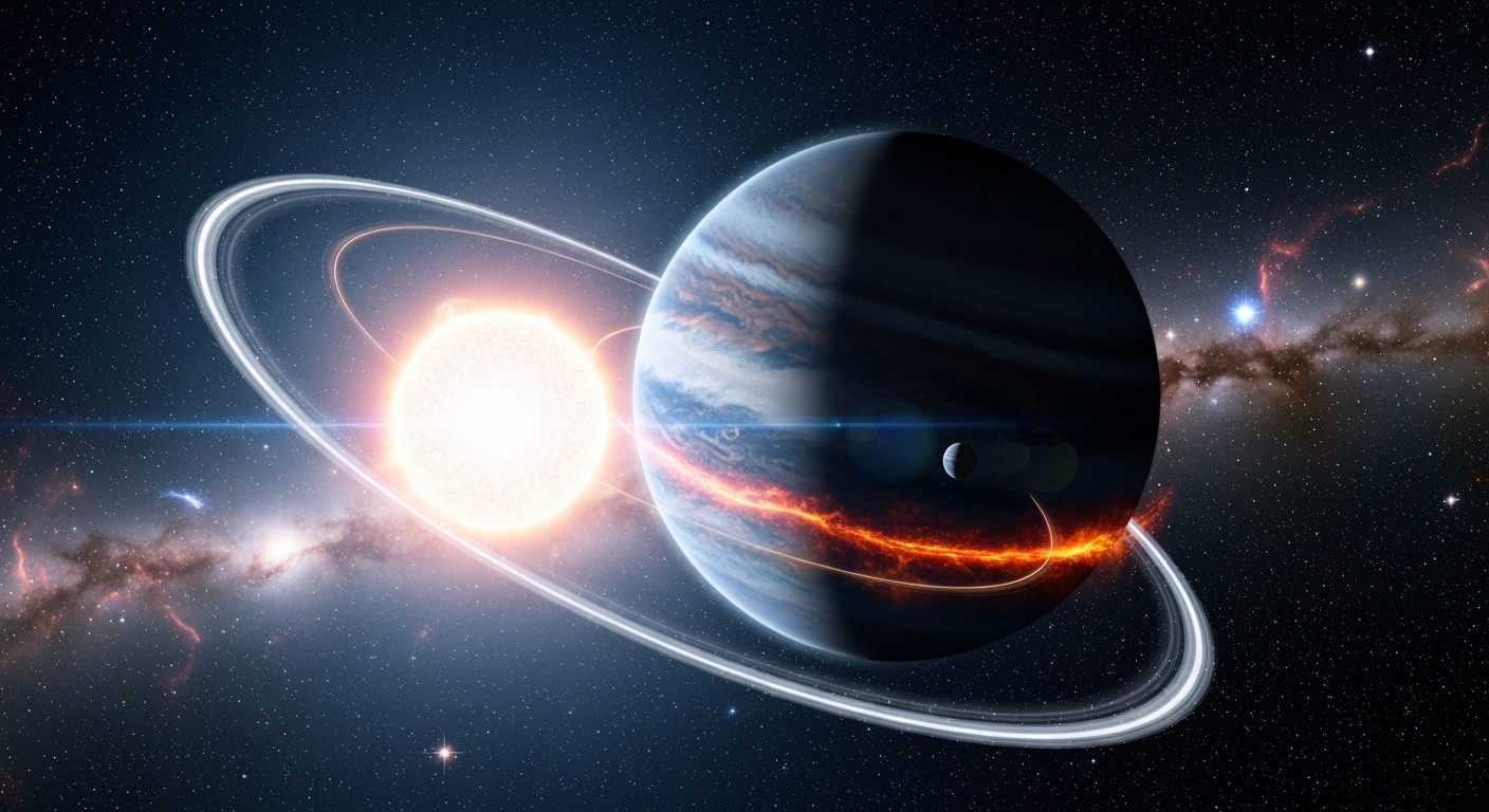Gas giant with retrograde orbit around its star
