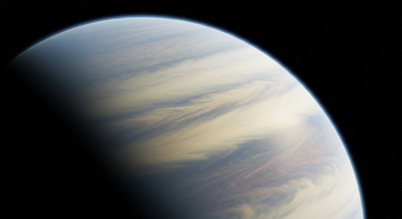 Close-up of a puffy exoplanet atmosphere layers