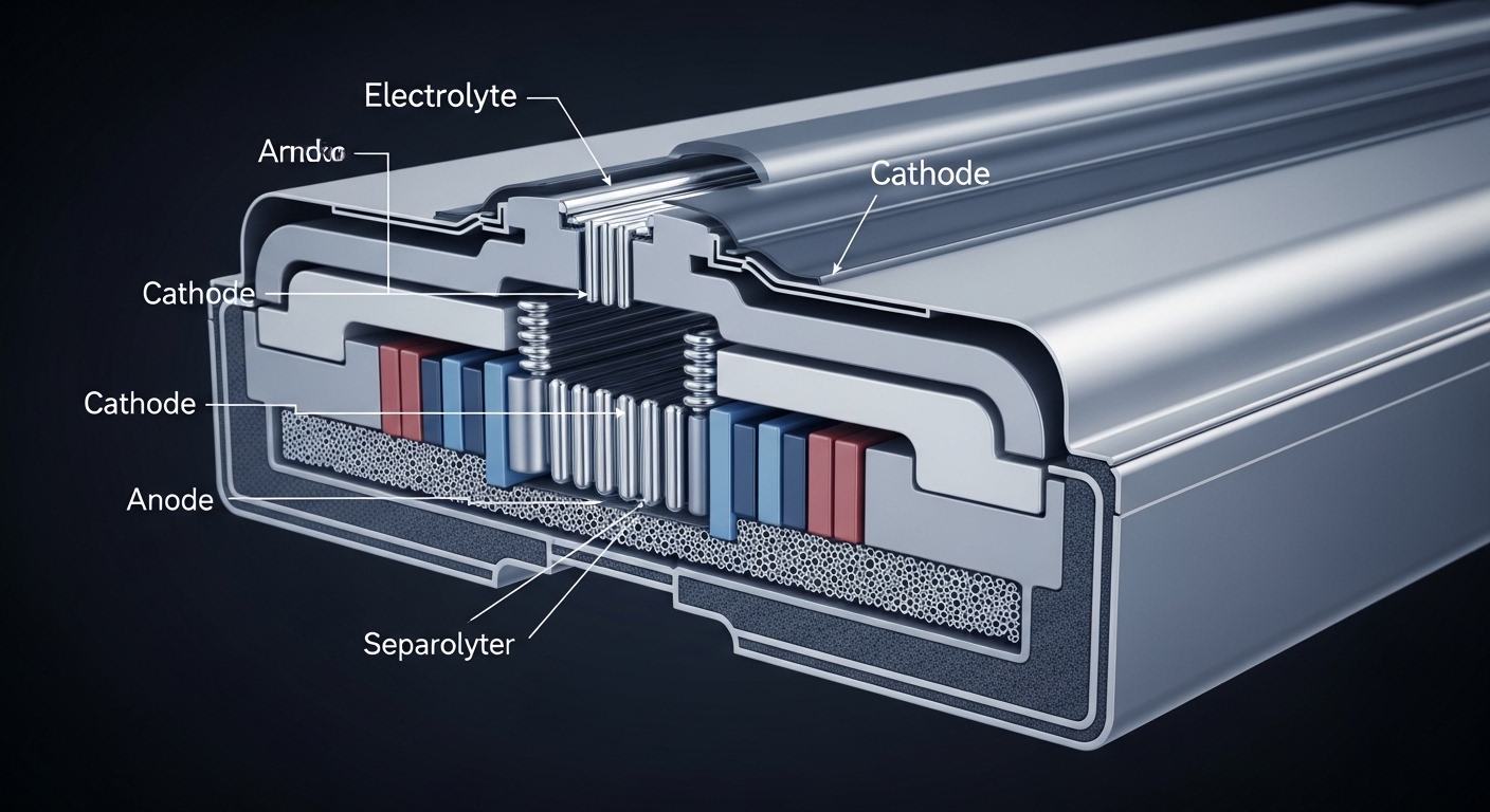 Querschnitt einer Lithium-Ionen-Batteriezelle