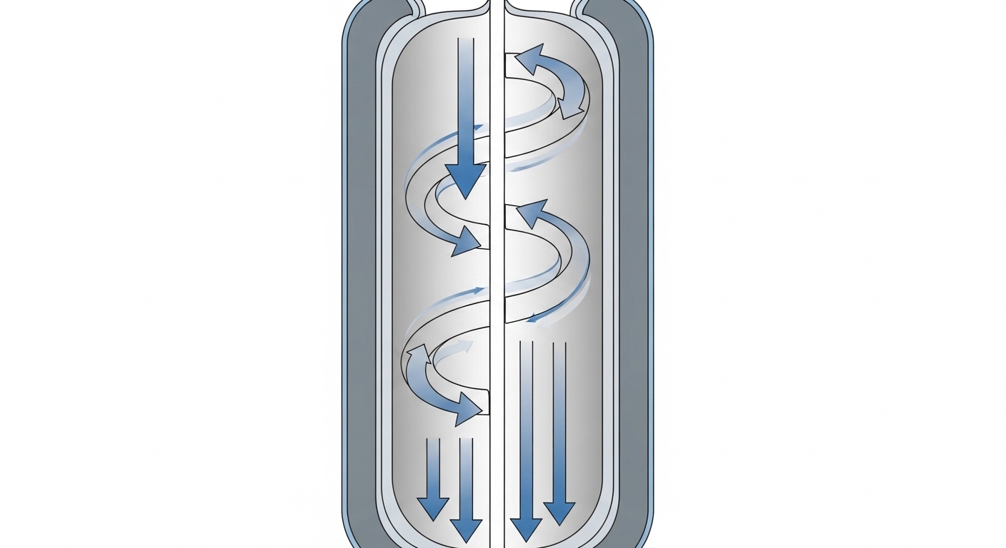 Diagram of rotational and gravitational forces in a tube