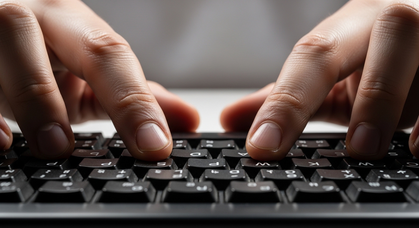 Fingers on keyboard home row position