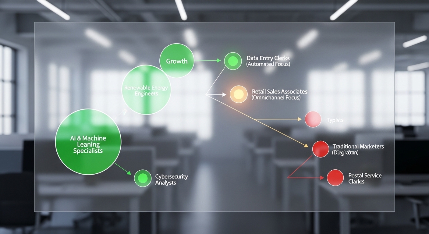Flowchart showing job categories affected by AI
