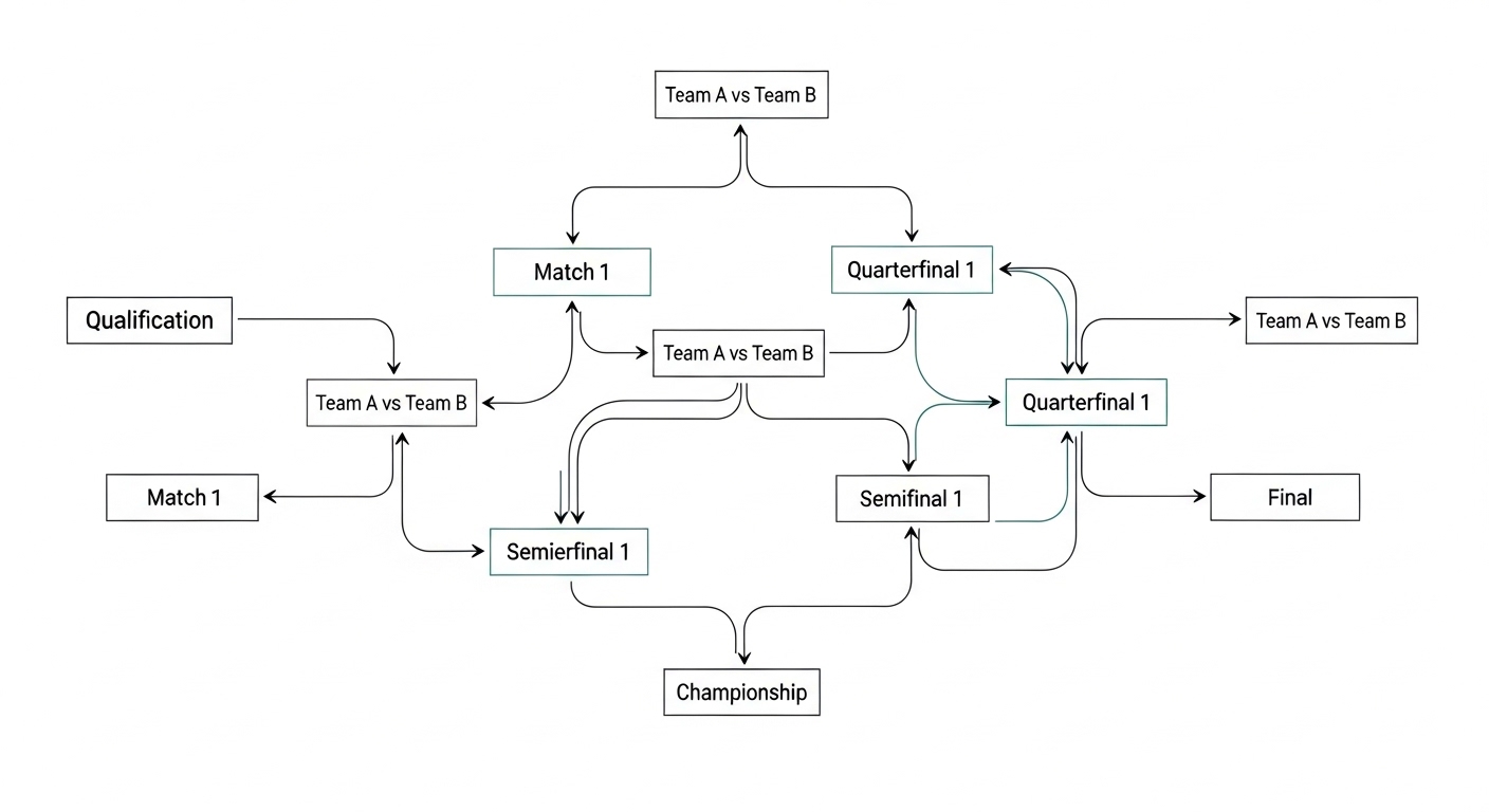 Diagramm der WM-Qualifikationsstruktur mit Playoff-Wegen