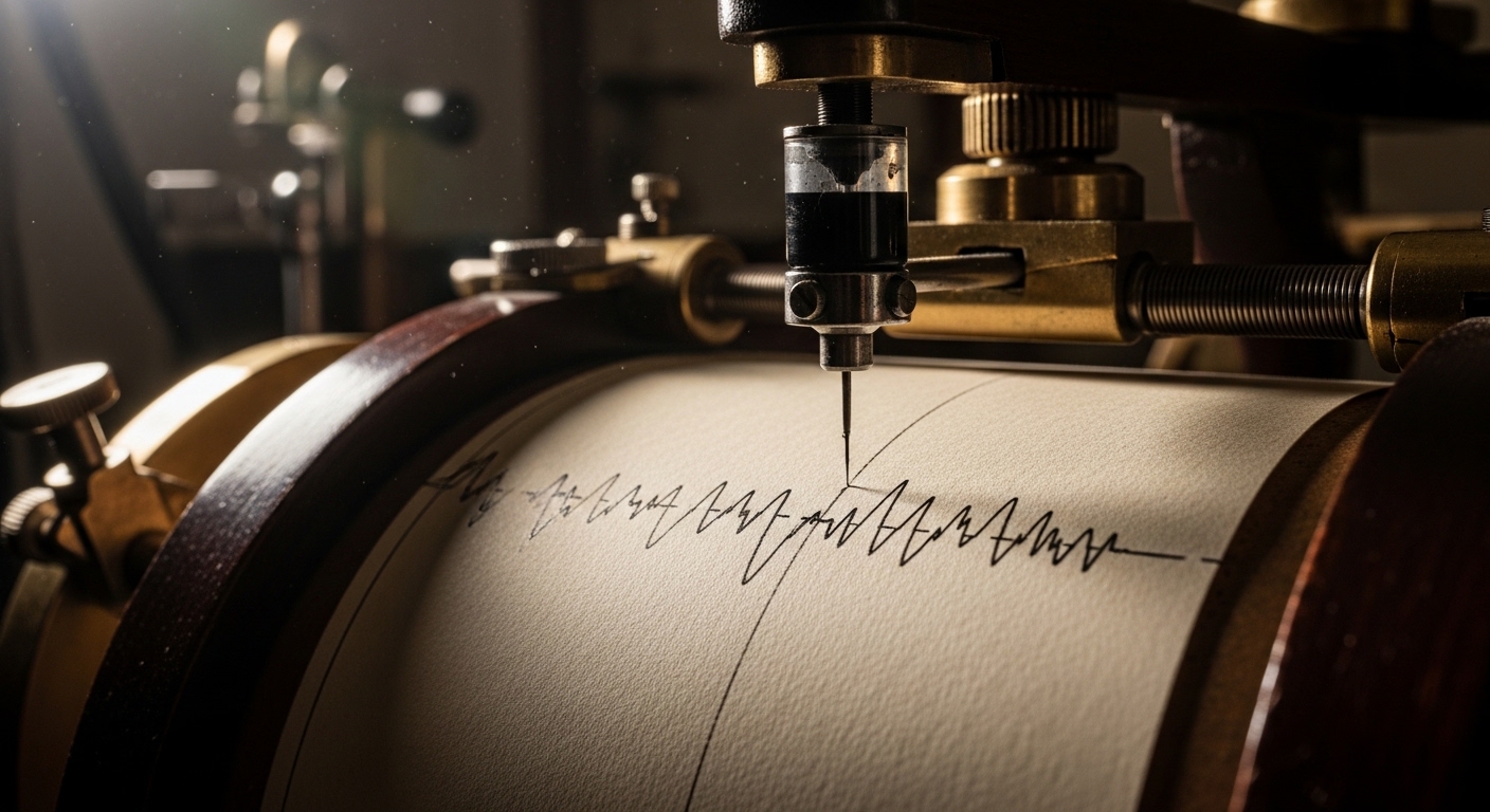 Seismograph needle recording seismic wave patterns