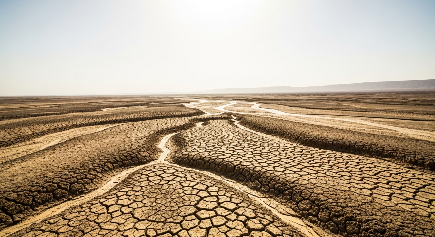 Scorched and dried Earth surface under intense solar heat