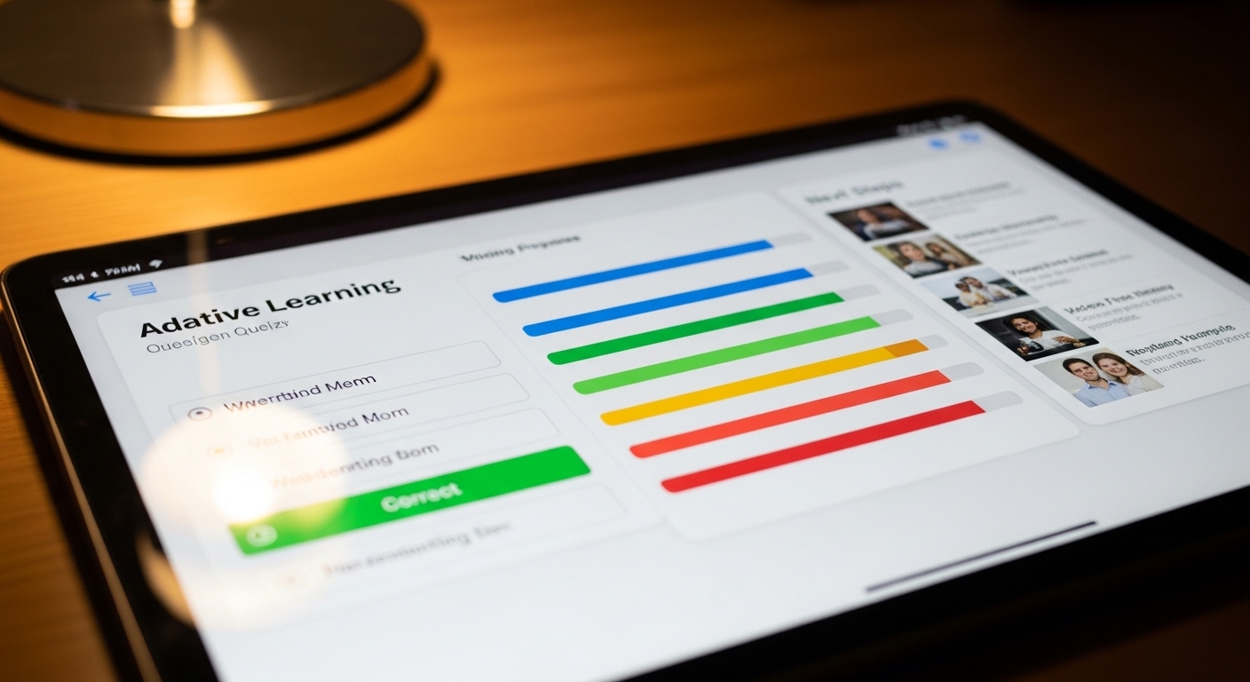 Adaptive Lernoberfläche auf einem Tablet-Bildschirm